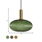 Lampa Wisząca Modernistyczna z Żebrowanym Kloszem Szklanym