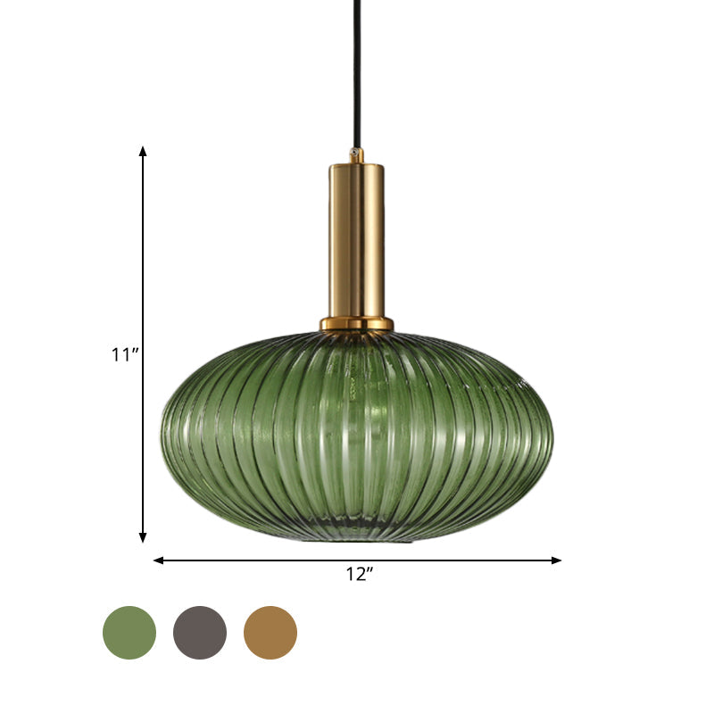Lampa Wisząca Modernistyczna z Żebrowanym Kloszem Szklanym