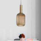 Lampa Wisząca Modernistyczna z Żebrowanym Kloszem Szklanym