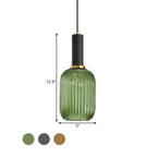 Lampa Wisząca Modernistyczna z Żebrowanym Kloszem Szklanym