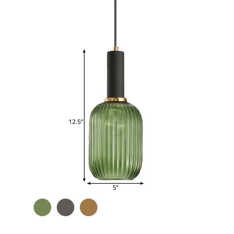 Lampa Wisząca Modernistyczna z Żebrowanym Kloszem Szklanym