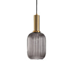 Lampa Wisząca Modernistyczna z Żebrowanym Kloszem Szklanym ##POS:74##