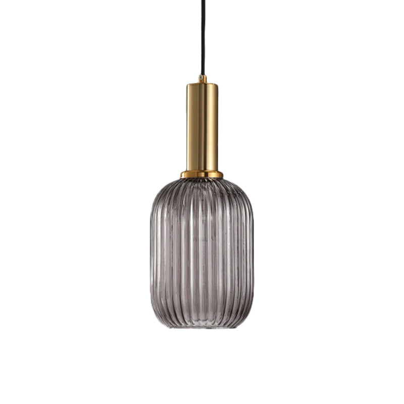 Lampa Wisząca Modernistyczna z Żebrowanym Kloszem Szklanym ##POS:74##