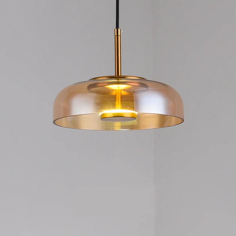 Lampa Wisząca Modernistyczna ze Szklanym Kloszem i Zintegrowanym Oświetleniem