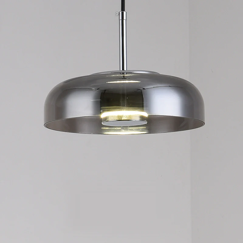 Lampa Wisząca Modernistyczna ze Szklanym Kloszem i Zintegrowanym Oświetleniem