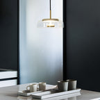 Lampa Wisząca Modernistyczna ze Szklanym Kloszem i Zintegrowanym Oświetleniem