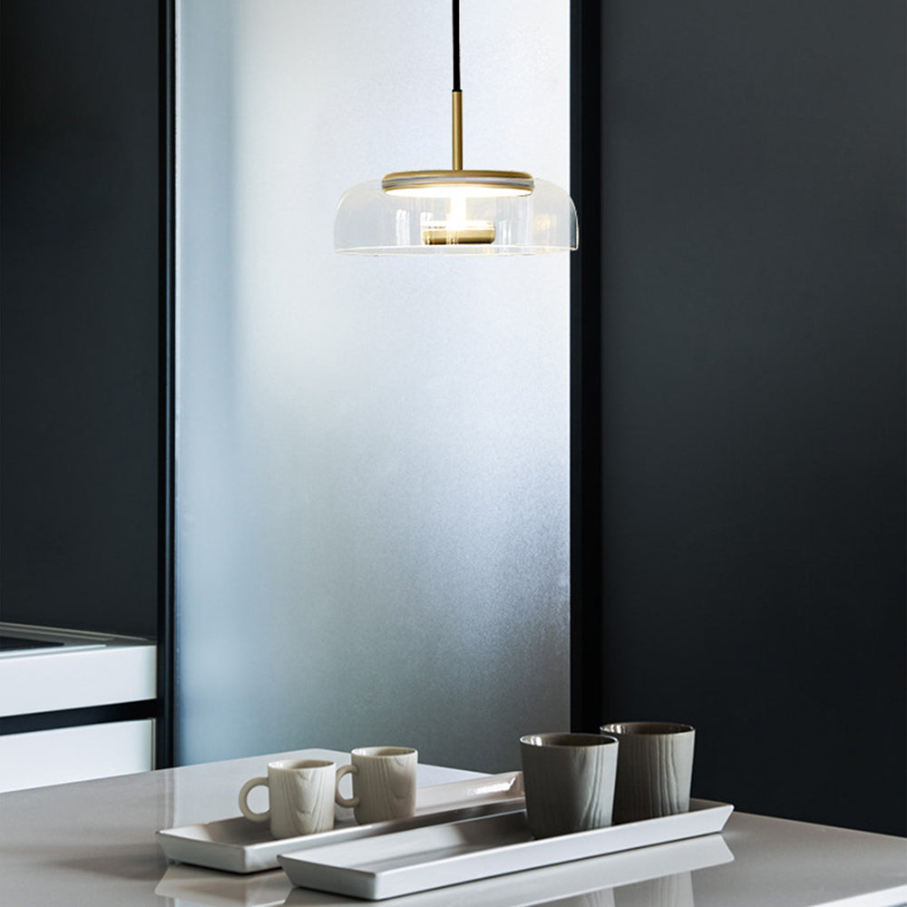 Lampa Wisząca Modernistyczna ze Szklanym Kloszem i Zintegrowanym Oświetleniem