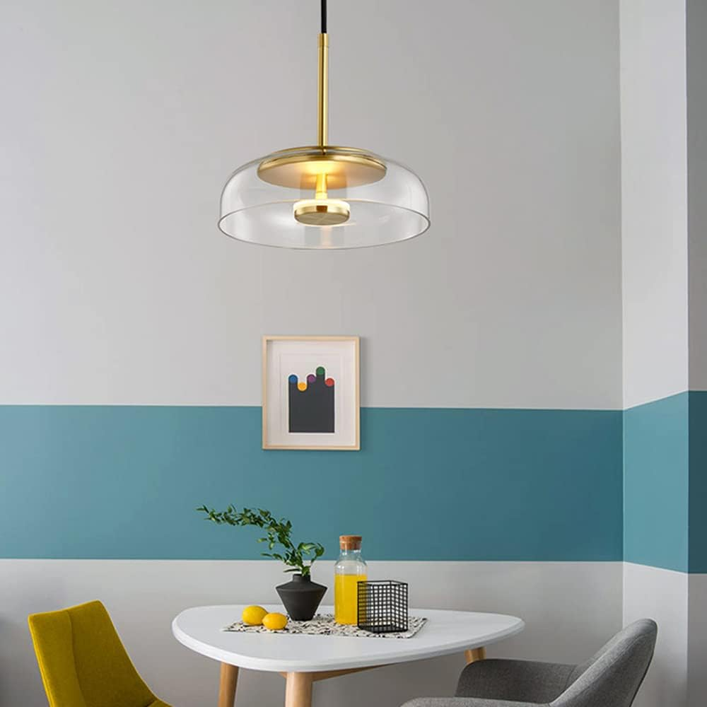 Lampa Wisząca Modernistyczna ze Szklanym Kloszem i Zintegrowanym Oświetleniem