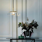 Lampa Wisząca Modernistyczna ze Szklanym Kloszem i Zintegrowanym Oświetleniem