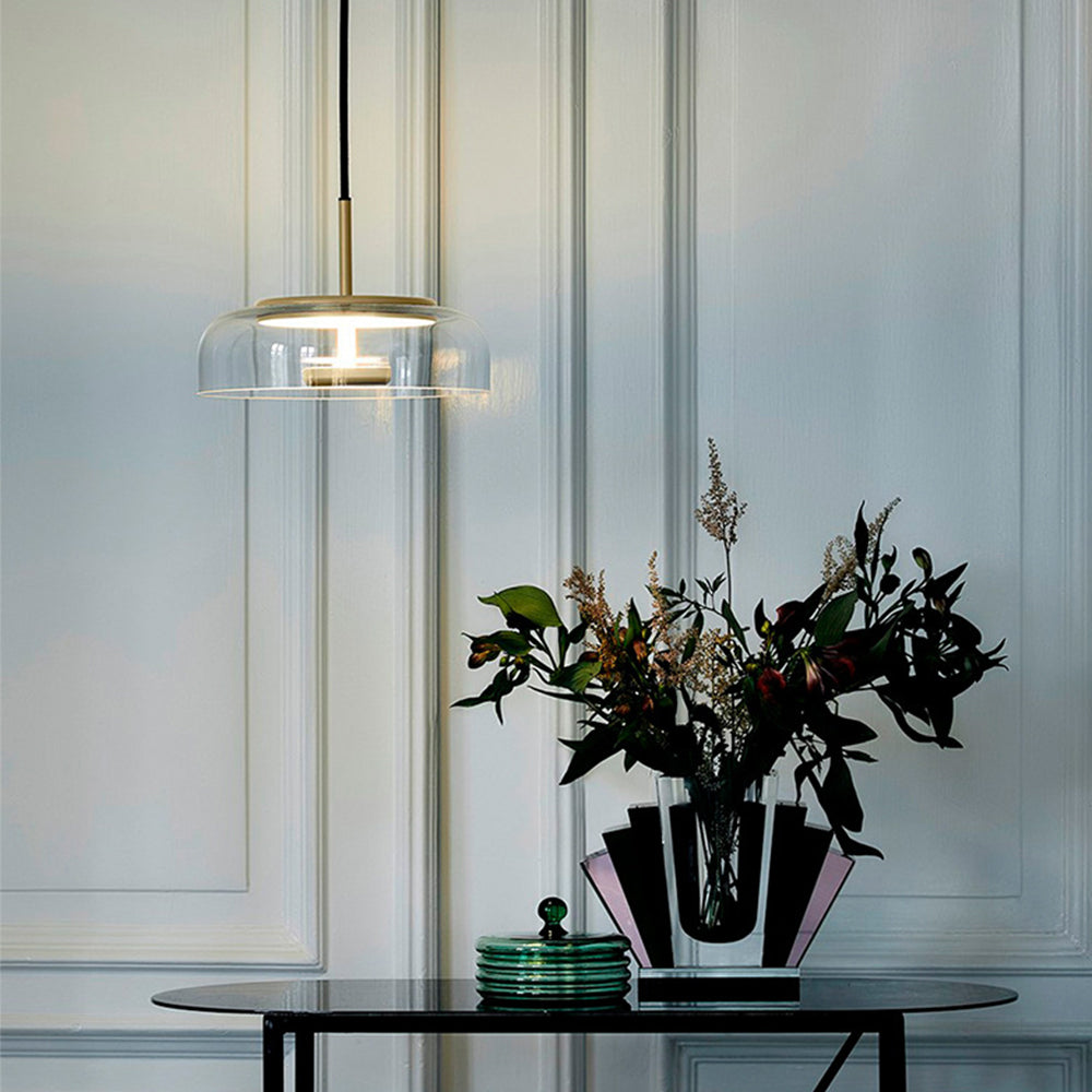 Lampa Wisząca Modernistyczna ze Szklanym Kloszem i Zintegrowanym Oświetleniem