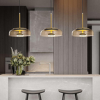 Lampa Wisząca Modernistyczna ze Szklanym Kloszem i Zintegrowanym Oświetleniem
