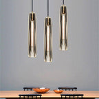 Lampa Wisząca Modernistyczna ze Szklanym Kloszem w Kształcie Walca