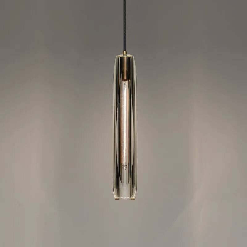 Lampa Wisząca Modernistyczna ze Szklanym Kloszem w Kształcie Walca