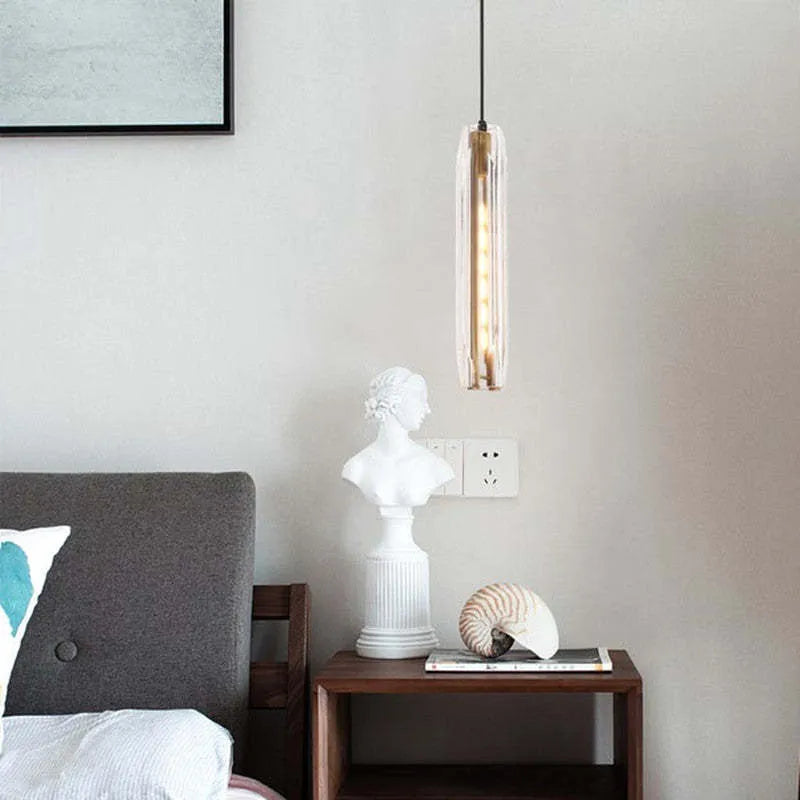 Lampa Wisząca Modernistyczna ze Szklanym Kloszem w Kształcie Walca