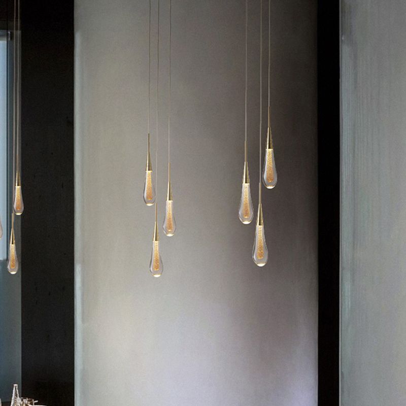 Lampa Wisząca Nowoczesna w Kształcie Kropli z Kryształowym Kloszem