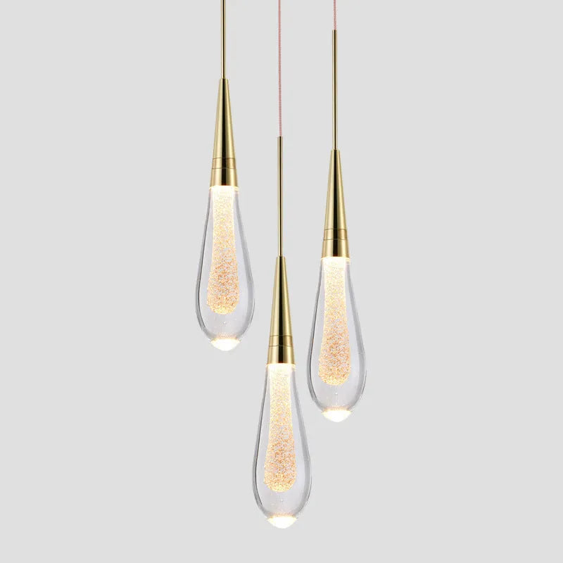 Lampa Wisząca Nowoczesna w Kształcie Kropli z Kryształowym Kloszem