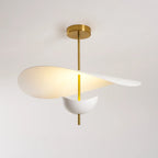 Lampa Wisząca Nowoczesna z Falującymi Kloszami na Złotym Drążku