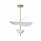 Lampa Wisząca Nowoczesna z Falującymi Kloszami na Złotym Drążku ##POS:18##