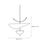 Lampa Wisząca Nowoczesna z Falującymi Kloszami na Złotym Drążku