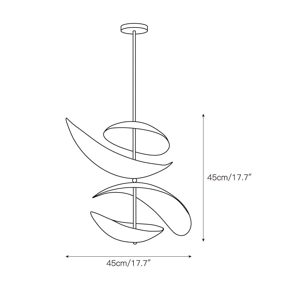 Lampa Wisząca Nowoczesna z Falującymi Kloszami na Złotym Drążku ##POS:7##