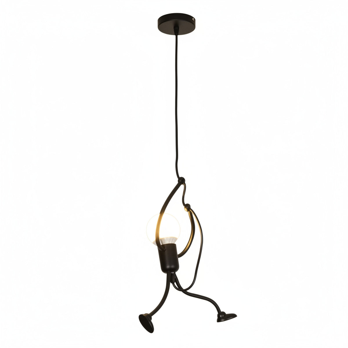 Lampa Wisząca Nowoczesna z Figurką Człowieka ze Stali