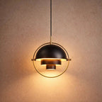 Lampa Wisząca Nowoczesna z Obrotowym Kloszem Kopułkowym i Złotą Ramą