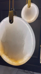 Lampa Wisząca Nowoczesna z Okrągłymi Kloszami Marmurowymi na Złotej Linie