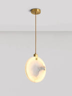 Lampa Wisząca Nowoczesna z Okrągłymi Kloszami Marmurowymi na Złotej Linie