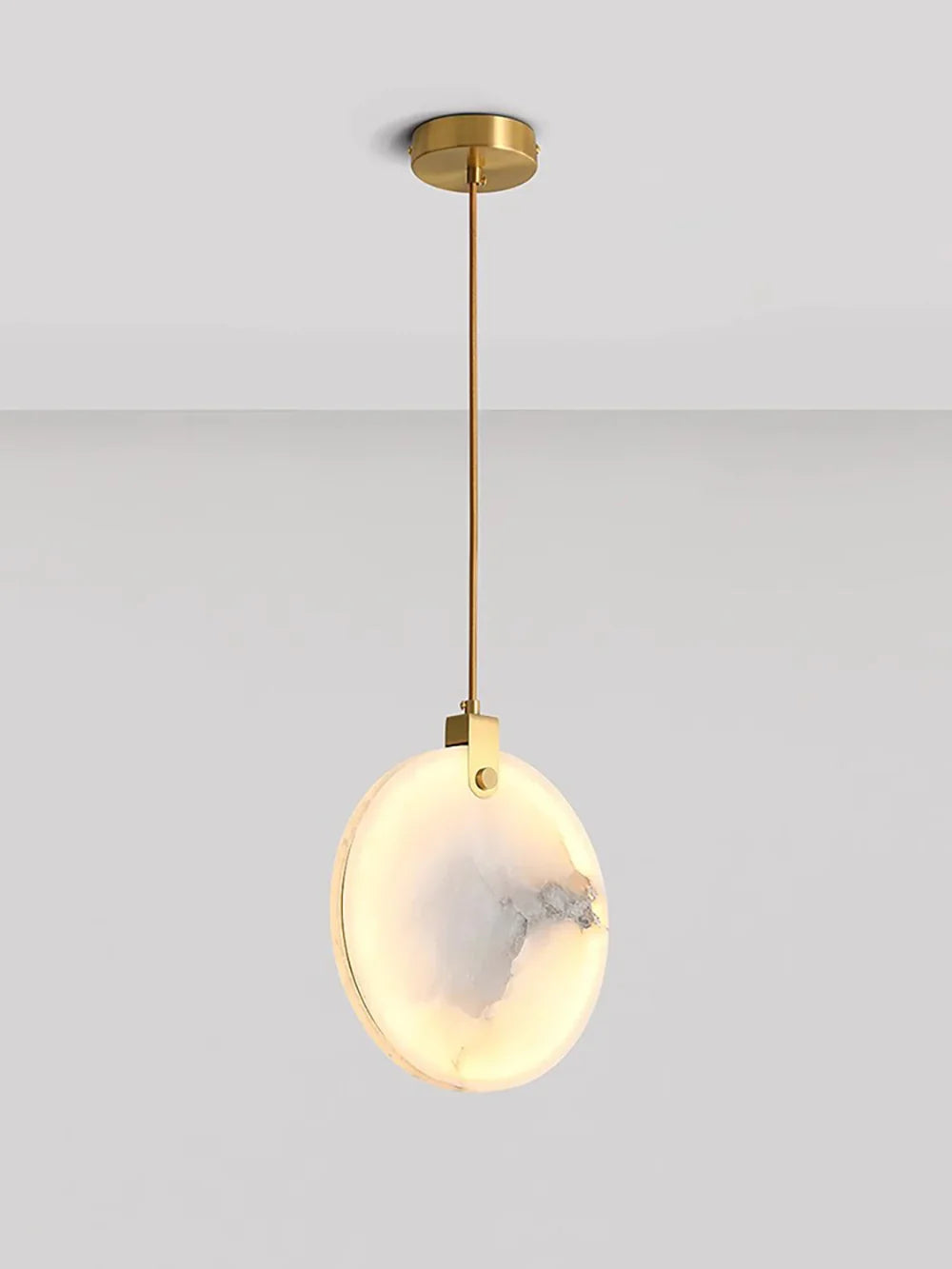 Lampa Wisząca Nowoczesna z Okrągłymi Kloszami Marmurowymi na Złotej Linie