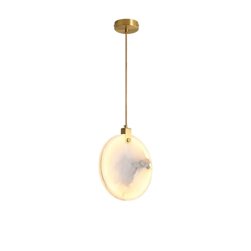 Lampa Wisząca Nowoczesna z Okrągłymi Kloszami Marmurowymi na Złotej Linie