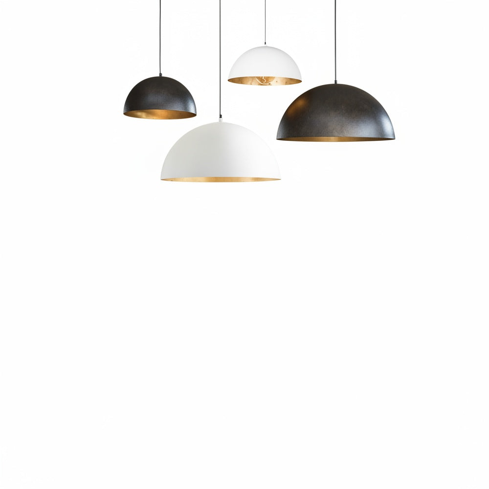Lampa Wisząca Nowoczesna z Półkulistym Kloszem i Złotym Wnętrzem