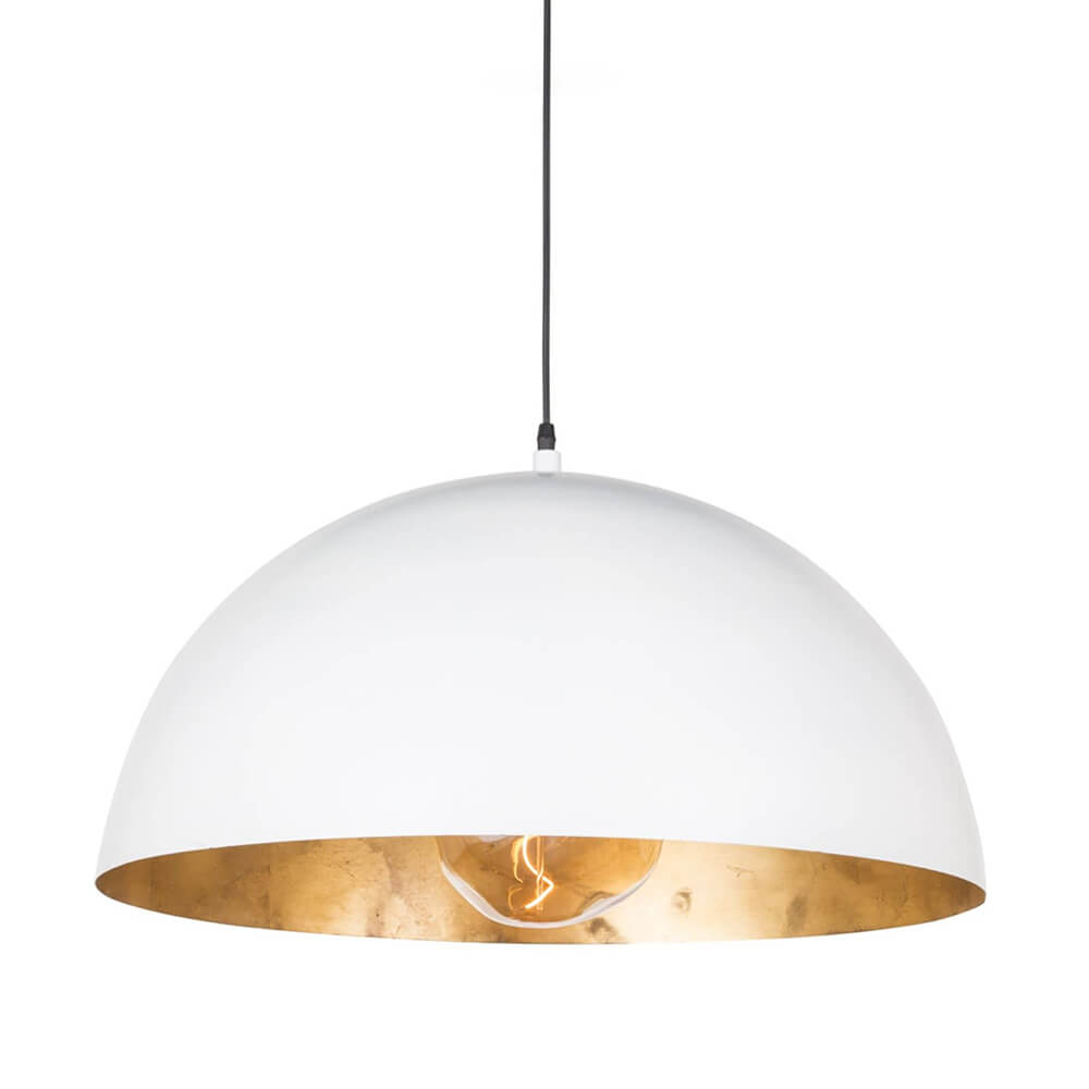 Lampa Wisząca Nowoczesna z Półkulistym Kloszem i Złotym Wnętrzem