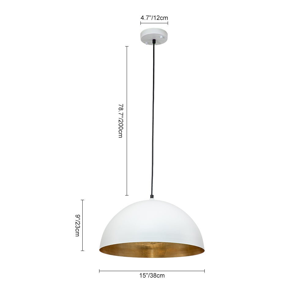 Lampa Wisząca Nowoczesna z Półkulistym Kloszem i Złotym Wnętrzem