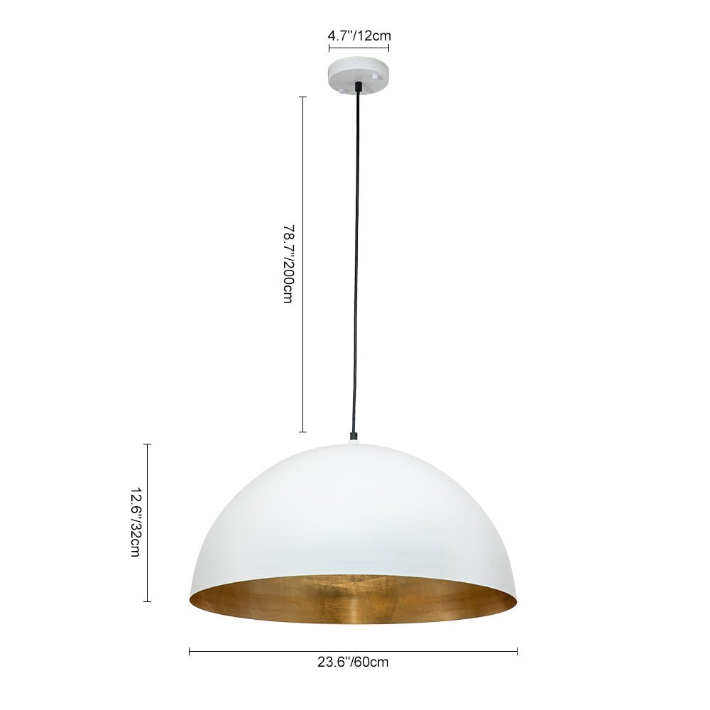 Lampa Wisząca Nowoczesna z Półkulistym Kloszem i Złotym Wnętrzem