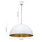 Lampa Wisząca Nowoczesna z Półkulistym Kloszem i Złotym Wnętrzem