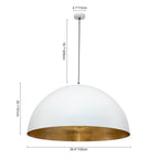 Lampa Wisząca Nowoczesna z Półkulistym Kloszem i Złotym Wnętrzem