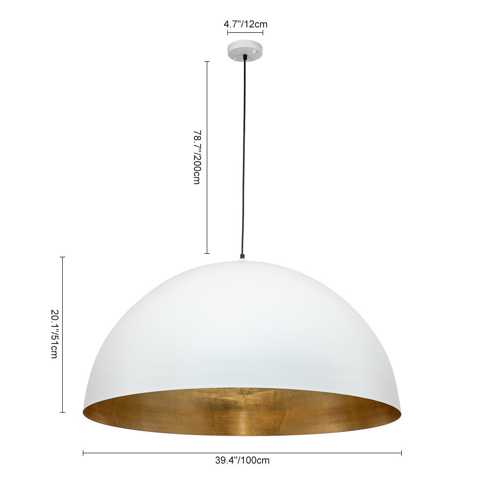Lampa Wisząca Nowoczesna z Półkulistym Kloszem i Złotym Wnętrzem