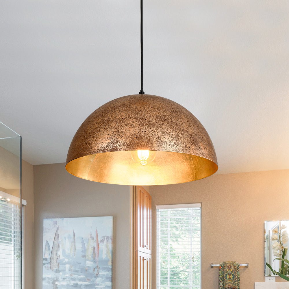 Lampa Wisząca Nowoczesna z Półkulistym Kloszem i Złotym Wnętrzem