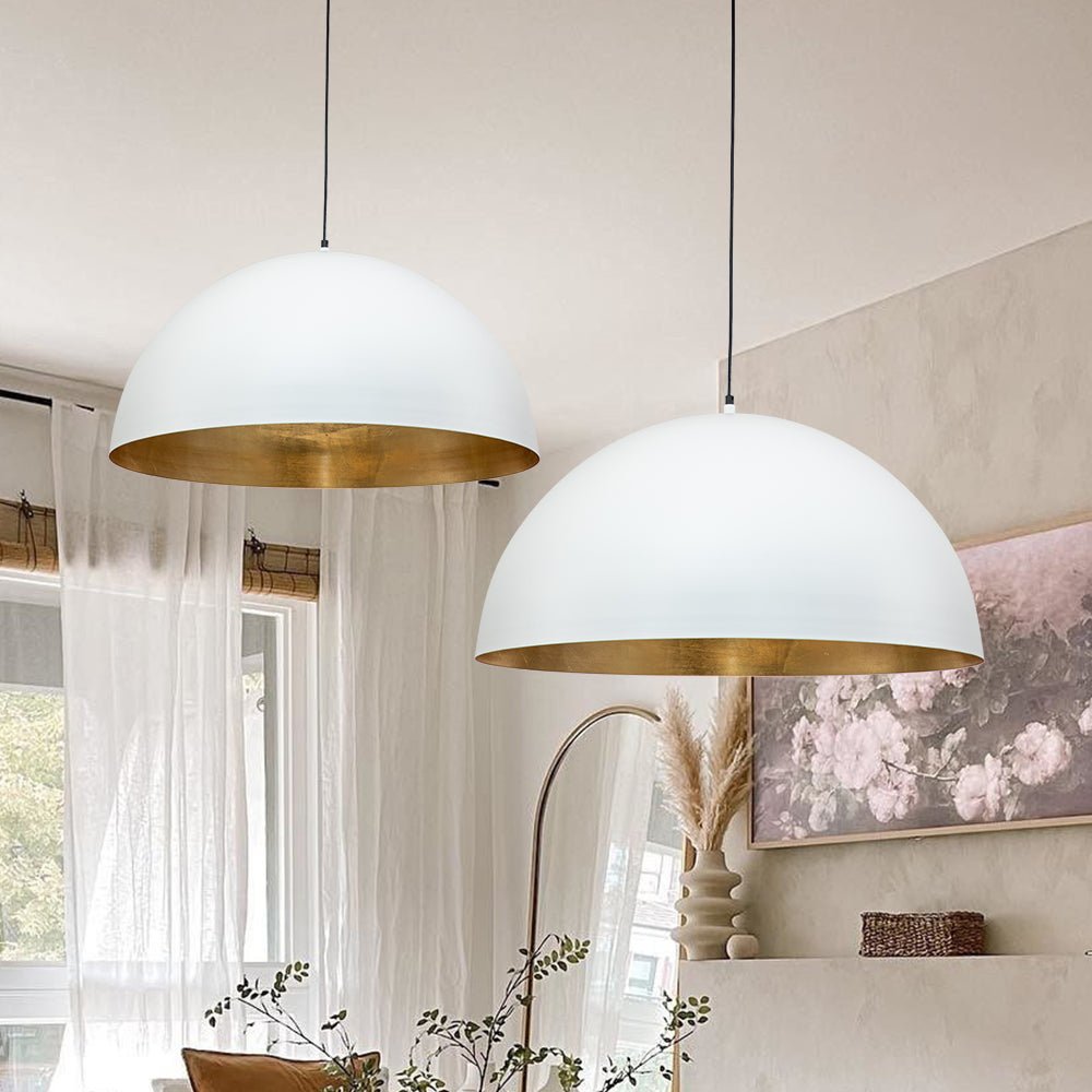 Lampa Wisząca Nowoczesna z Półkulistym Kloszem i Złotym Wnętrzem
