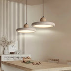 Lampa Wisząca Nowoczesna z Trawertynu z Drewnianą Kulą ##POS:13##