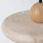 Lampa Wisząca Nowoczesna z Trawertynu z Drewnianą Kulą