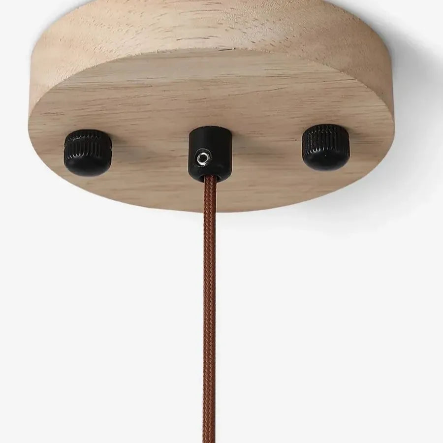 Lampa Wisząca Nowoczesna z Trawertynu z Drewnianą Kulą