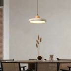 Lampa Wisząca Nowoczesna z Trawertynu z Drewnianą Kulą