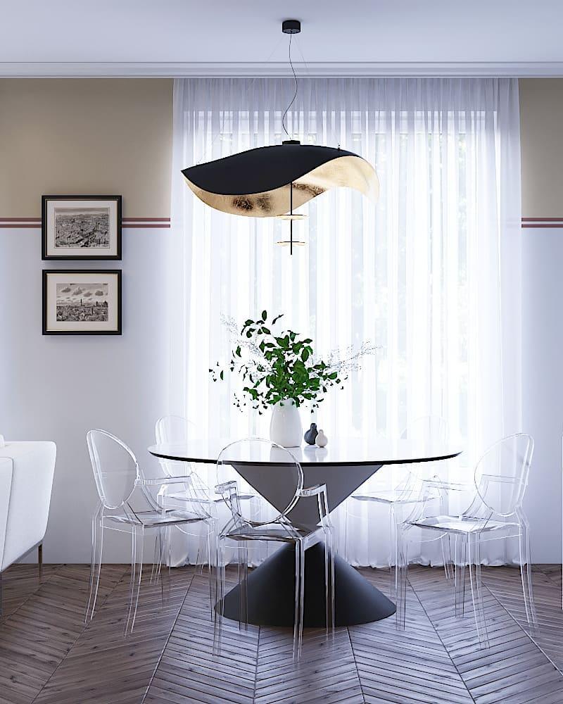 Lampa Wisząca Nowoczesna z Wygiętym Kloszem na Sufit ##POS:101##