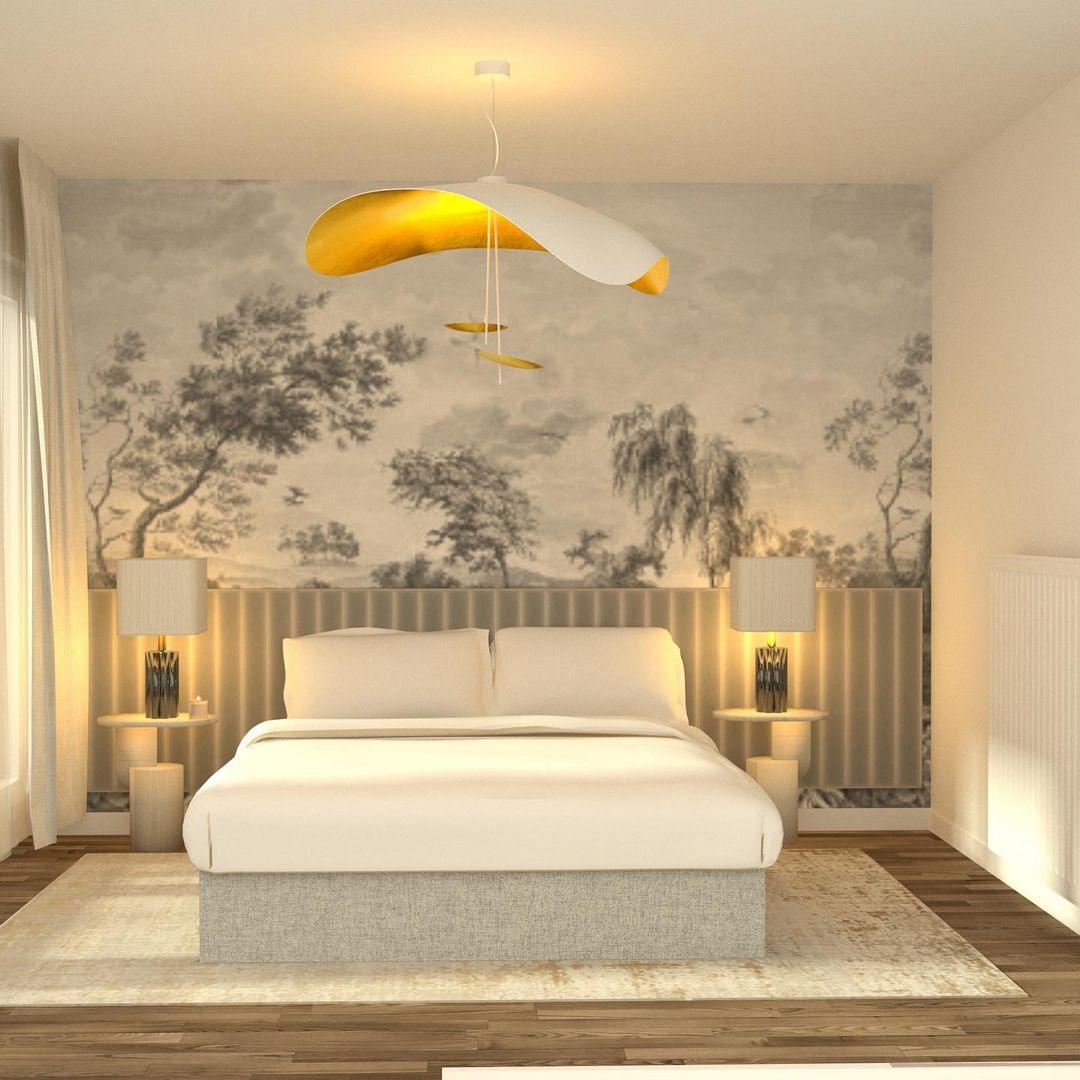 Lampa Wisząca Nowoczesna z Wygiętym Kloszem na Sufit ##POS:60##
