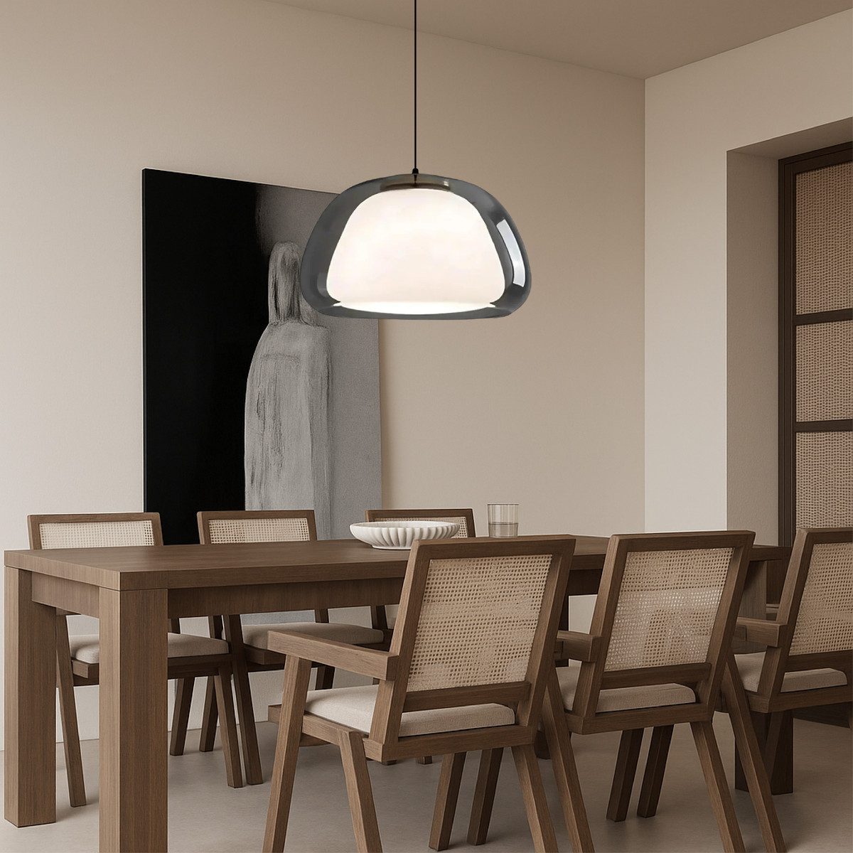 Lampa Wisząca Nowoczesna ze Szklanym Kloszem i Organiczną Formą