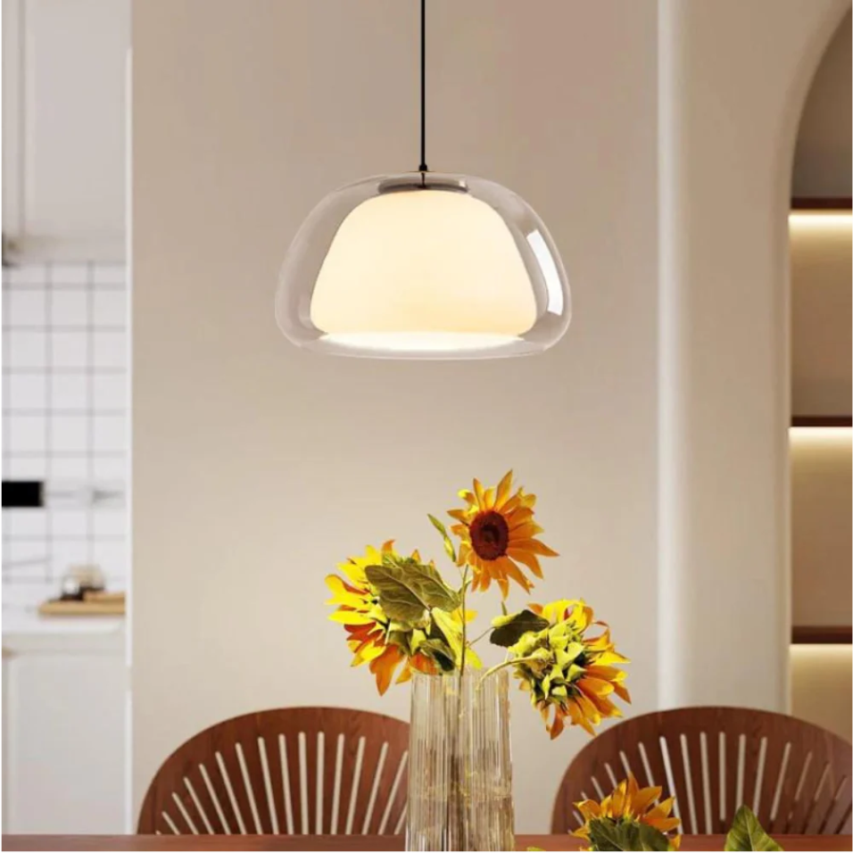 Lampa Wisząca Nowoczesna ze Szklanym Kloszem i Organiczną Formą