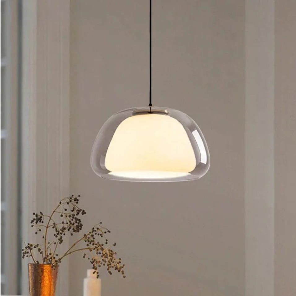 Lampa Wisząca Nowoczesna ze Szklanym Kloszem i Organiczną Formą