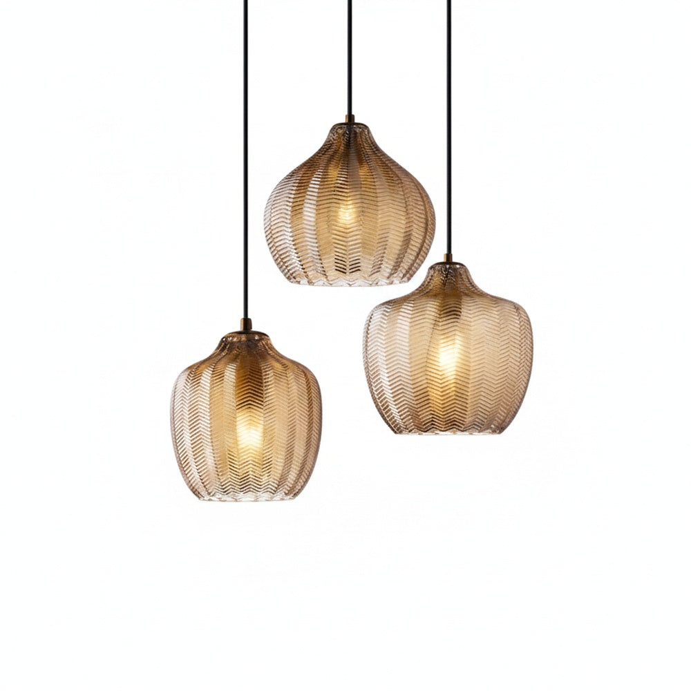 Lampa Wisząca Nowoczesna ze Szklanym Kloszem w Jodełkę