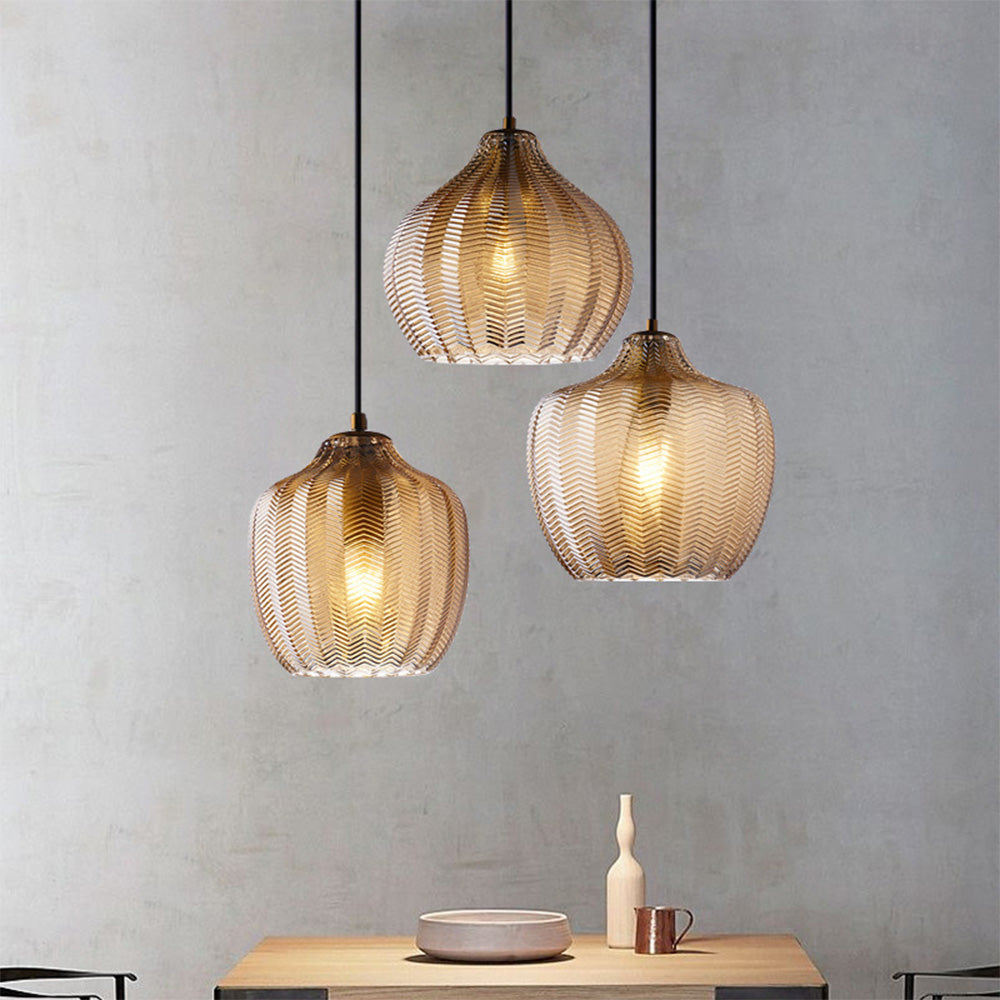 Lampa Wisząca Nowoczesna ze Szklanym Kloszem w Jodełkę